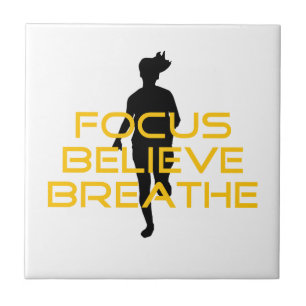Focus Believe Breathe Yellow Running Fitness Ceramic Tile