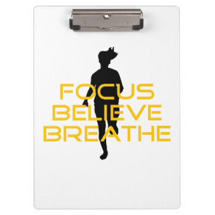 Focus Believe Breathe Yellow Running Fitness Clipboard