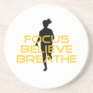 Focus Believe Breathe Yellow Running Fitness Coaster