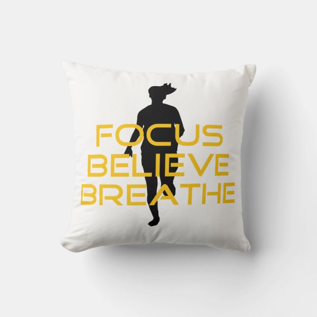 Focus Believe Breathe Yellow Running Fitness Cushion (Front)