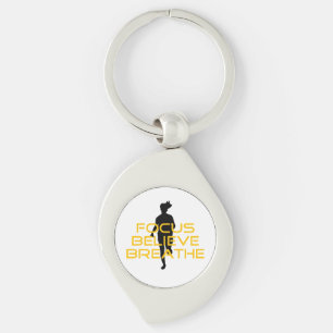 Focus Believe Breathe Yellow Running Fitness Key Ring