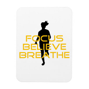 Focus Believe Breathe Yellow Running Fitness Magnet