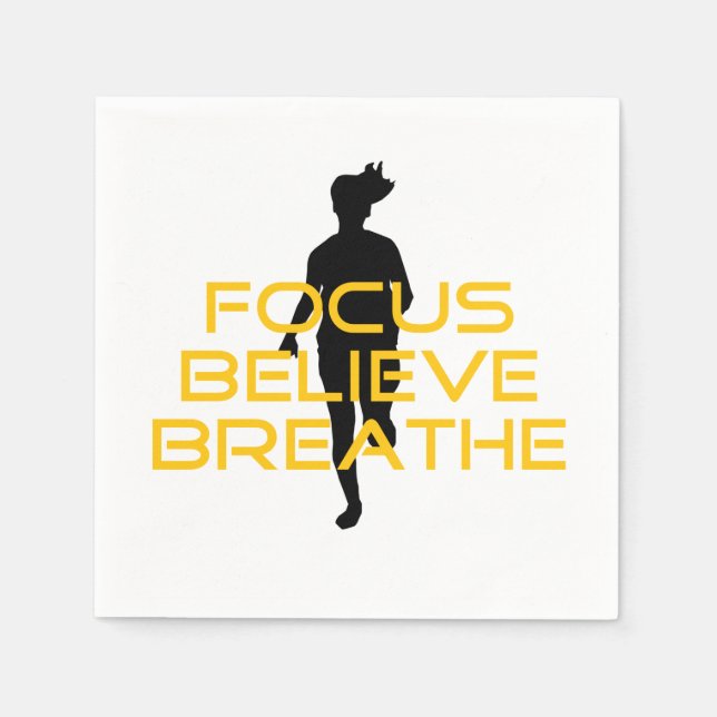 Focus Believe Breathe Yellow Running Fitness Napkin (Front)