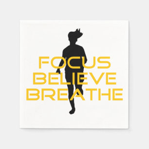 Focus Believe Breathe Yellow Running Fitness Napkin