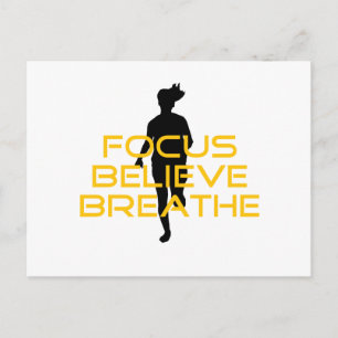 Focus Believe Breathe Yellow Running Fitness Postcard