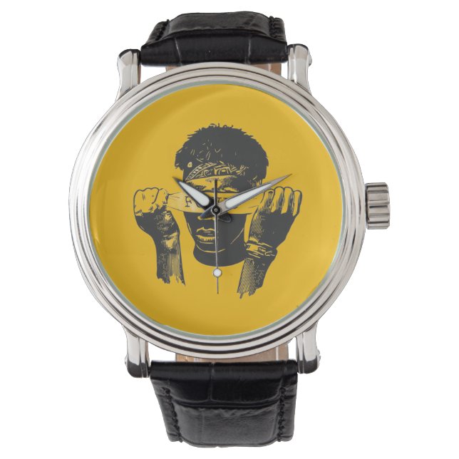 Focus Blindfold Motivational Street Art Illustrati Watch (Front)