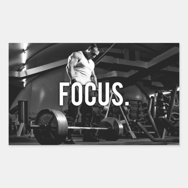 FOCUS - "Body building" Workout Motivational Rectangular Sticker (Front)