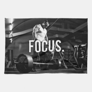 FOCUS - "Body building" Workout Motivational Tea Towel