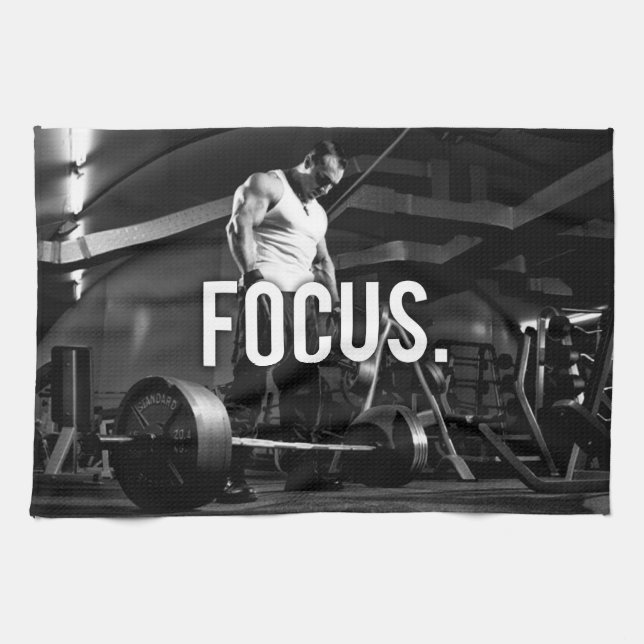 FOCUS - "Body building" Workout Motivational Tea Towel (Horizontal)
