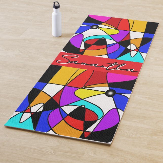 Focus - Bold Colourful Abstract Design Yoga Mat (In Situ)