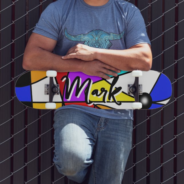 Focus - Colourful bold abstract design Skateboard (Outdoor 3)