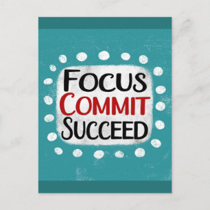 Focus Commit Succeed Postcard