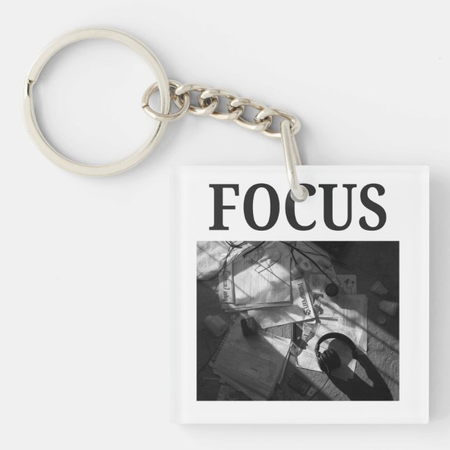 FOCUS - Dark Academia Minimalist Photography Key Ring (Front)