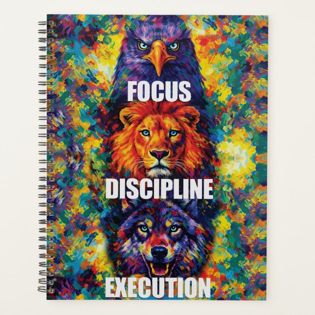 Focus Discipline Execution Eagle Lion Wolf Motivat Planner (Front)