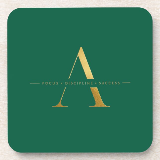 Focus Discipline Success Minimalist Gold Design Coaster (Front)