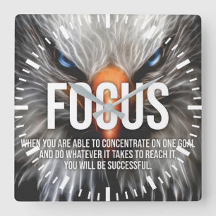 FOCUS - Eagle Motivational Square Wall Clock