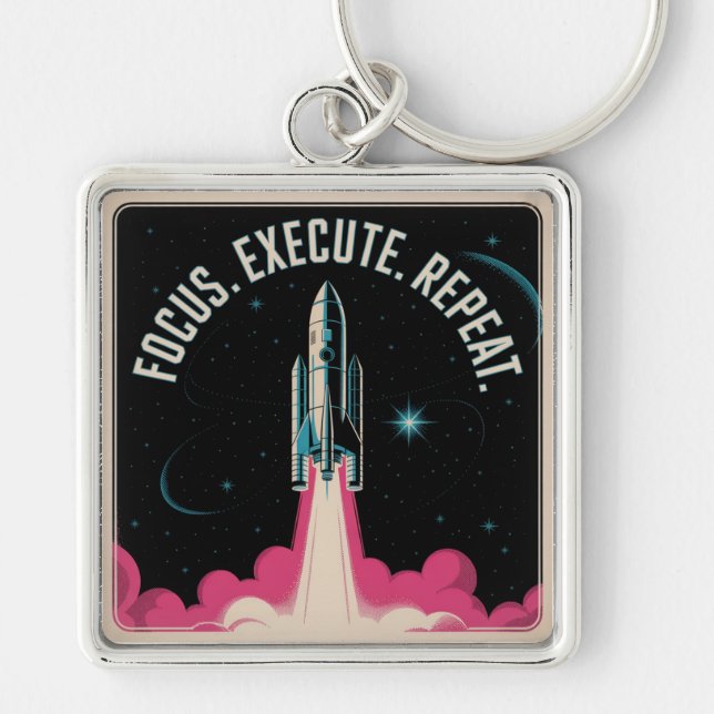 Focus. Execute. Repeat Key Ring (Front)