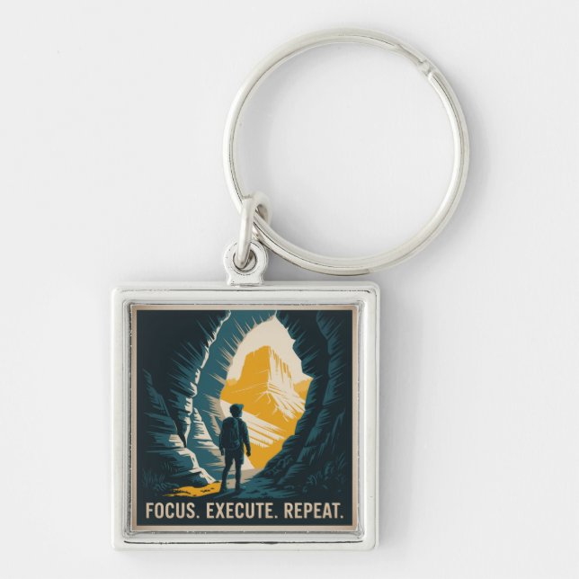 Focus. Execute. Repeat. Key Ring (Front)