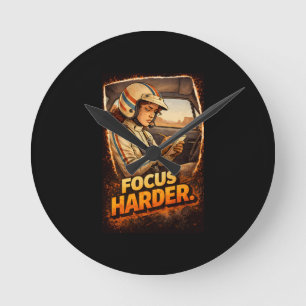 Focus Harder Round Clock