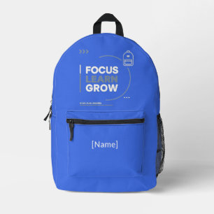 Focus Learn Grow / Motivation and Academic Success Printed Backpack