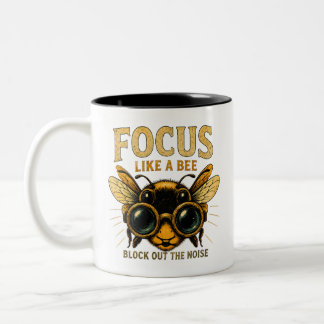 Focus Like a Bee | Funny Bee Two-Tone Coffee Mug