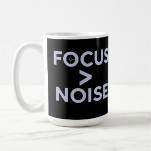 FOCUS > NOISE Motivational Modern Typography Coffee Mug