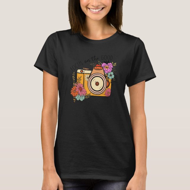 Focus On Good Camera Wildflower Mental Health Matt T-Shirt (Front)
