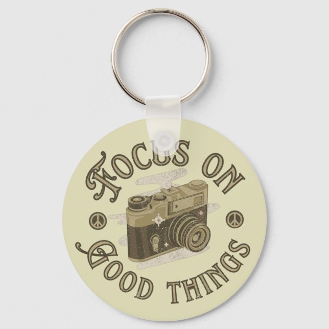 focus on good things positive saying key ring (Front)