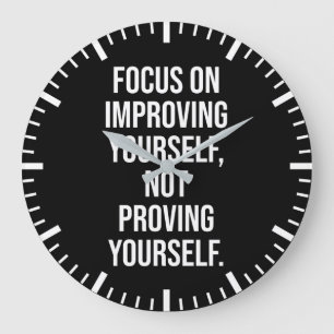 Focus On Improving Yourself - Motivational Large Clock