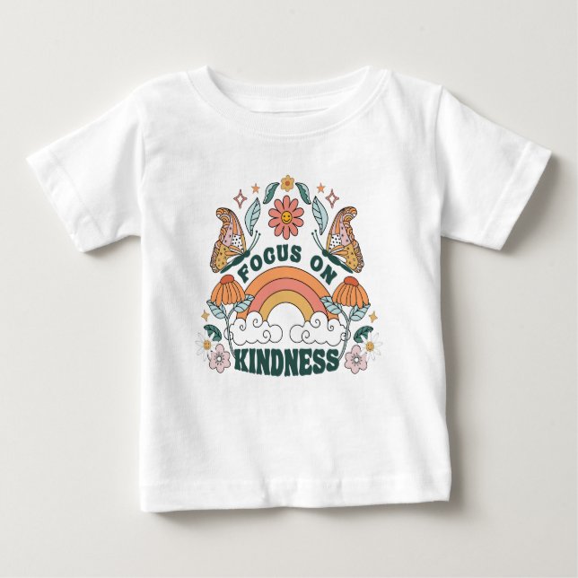 Focus on Kindness Groovy Graphic Baby T-Shirt (Front)