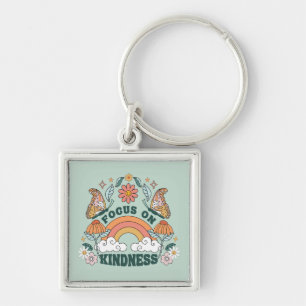 Focus on Kindness Groovy Graphic Key Ring