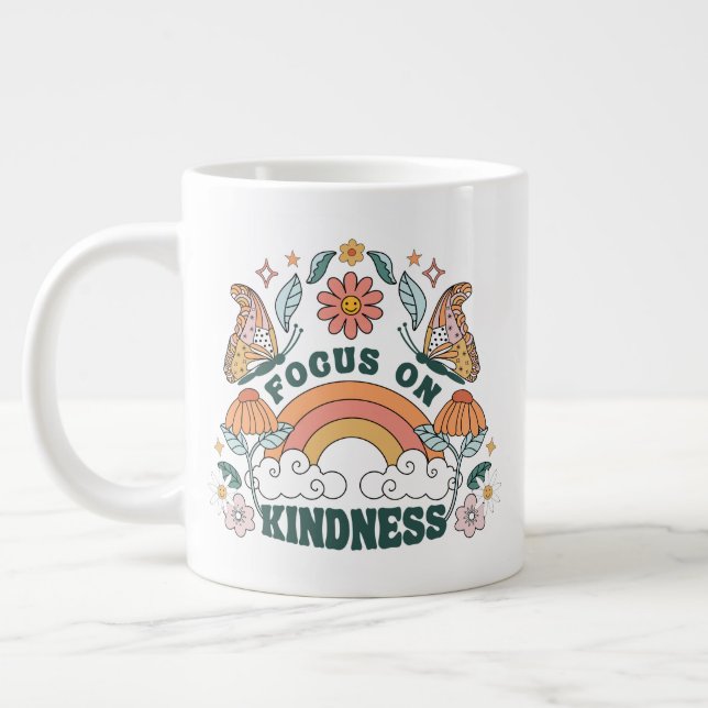 Focus on Kindness Groovy Graphic Large Coffee Mug (Left)