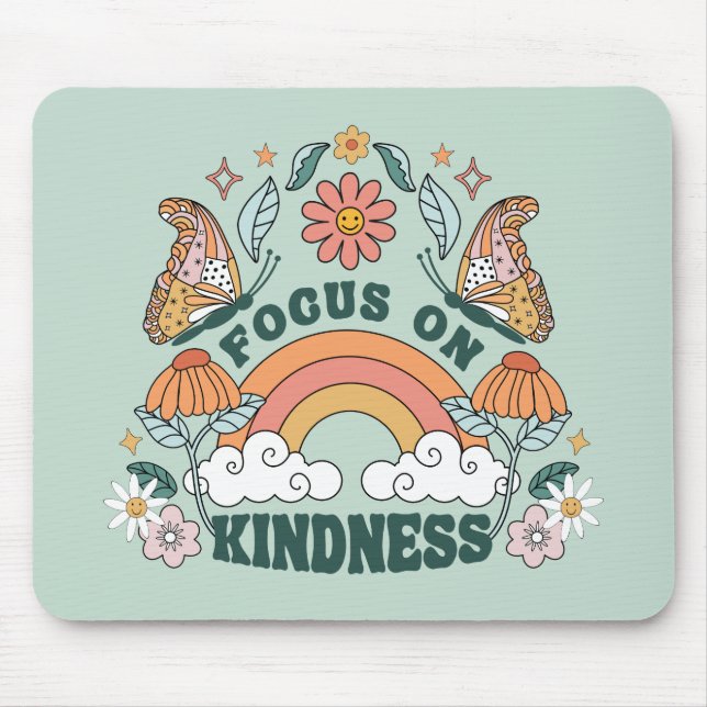 Focus on Kindness Groovy Graphic Mouse Pad (Front)