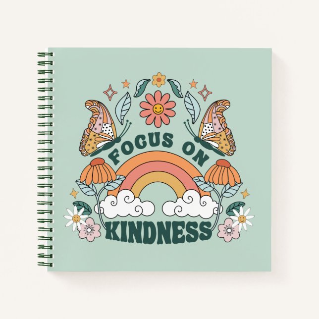 Focus on Kindness Groovy Graphic Notebook (Front)