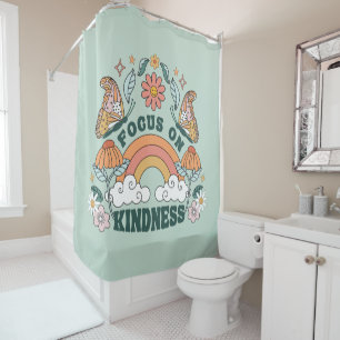 Focus on Kindness Groovy Graphic Shower Curtain
