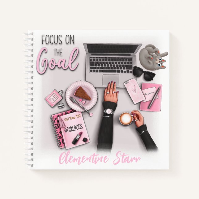 “Focus On The Goal” Girl Boss HQ Planner Notebook (Front)
