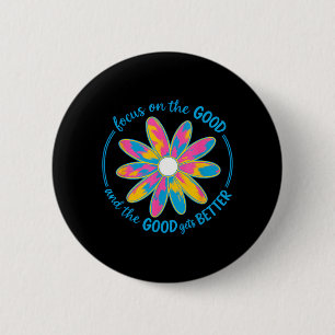 Focus on the Good Retro Hippie motivation Positive 6 Cm Round Badge