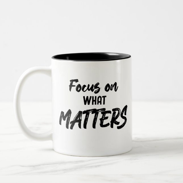 Focus on what matters motivation  Two-Tone coffee mug (Left)