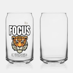 Focus on Your Goals Tiger Shirt Motivational Can Glass