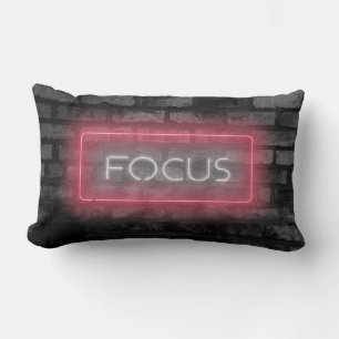 Focus Pink Neon Sign Lumbar Pillow