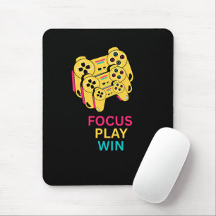 Focus Play Win Gaming Controller Art T-Shirt Mouse Pad