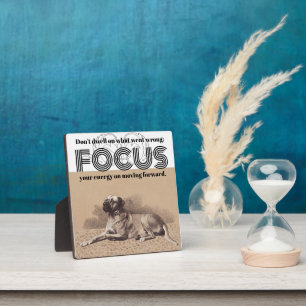 Focus Quote on Big Dog Image Encouragement Plaque