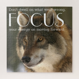 Focus Quote on Wolf Image Encouragement Puzzle