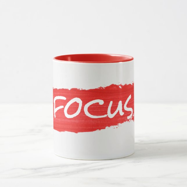 FOCUS Text On Red Paint Mug (Center)