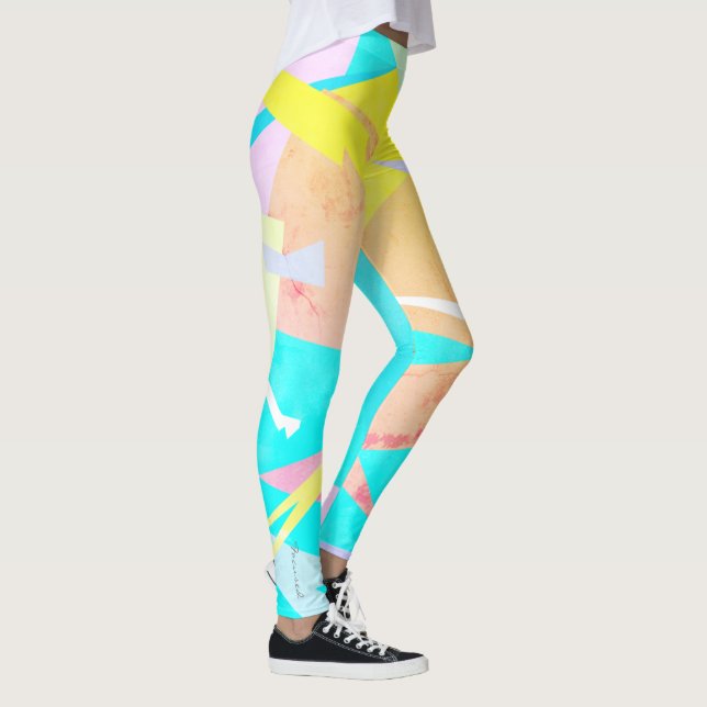 Focused Colourful Blocks Abstract Leggings (Right)
