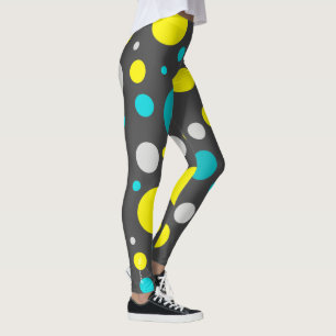 Focused Green Turquoise Blocks Abstract Leggings