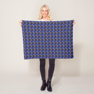 Focused Grip: Hand Holding a Blue Lawn Bowl Fleece Blanket