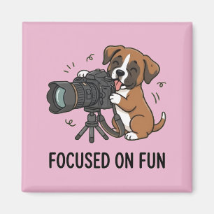 Focused on Fun Boxer Puppy Creative Hobby Pink Magnet