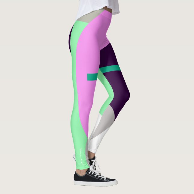 Focused Pastel Turquoise Abstract Art Leggings (Right)