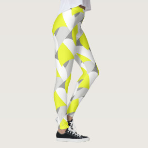 Focused Pastel Yellow Grey Abstract Art Leggings